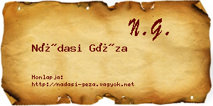 Nádasi Géza névjegykártya